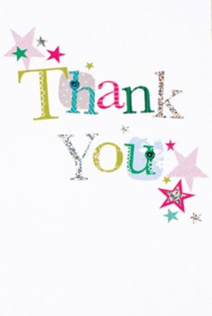 There's an elegant yet exuberant artistry to the typography on this thank you card, its composition echoing the modern, dynamic character of life around Nine Elms' regenerated riverfront. Each letter breathes with its own personality-some lively and whimsical with bright spots or curving forms, others poised and graceful, as if in playful conversation. Vibrant stars and motifs cluster around the sentiment, their hues shifting from sparkling pink stripes to deep turquoise and twinkling silver. These decorative touches feel like a cascade of celebratory light, reminiscent of festive evenings in local parks or city-view gatherings on the Embankment. The entire card unfolds against a crisp, pure white background, giving the design a sense of spacious modernity while allowing the intricate colours and metallic details to shimmer. This thank you card strikes a sophisticated, universally welcoming tone-never overly formal, never too casual-making it equally fitting for marking special occasions along Nine Elms Lane or simply expressing thanks for a small kindness nearby. Its thoughtfully balanced mood mirrors the refined work of Flower Delivery Nine Elms, embodying gratitude that feels as fresh and uplifting as a newly arranged bouquet.
