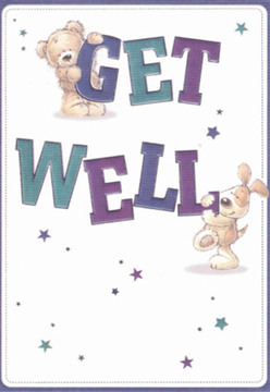 Infused with the optimistic energy of Nine Elms' growing neighbourhood, this get well card invites you into a world of comfort and tender friendship. Two delightful companions-a plush teddy bear and a warmly grinning puppy-occupy centre stage, their expressive faces and gentle forms conveying encouragement straight from the heart. The bear confidently rests atop the vibrant 'GET,' while the puppy lovingly supports the bold 'WELL,' the lettering itself painted in deep purples and blue-green teals that evoke the urban vibrancy of Nine Elms' riverside walkways. Star motifs, scattered with purpose, sprinkle a sense of magic across the crisp white canvas, suggestive of hope springing up in unexpected corners like those along Wilcox Road. The tactile rendering of fur gives each animal a softness almost within reach, a reminder of the comfort found in an embrace or a thoughtfully chosen bouquet from Flower Delivery Nine Elms. The card's clean composition and airy palette reflect the restorative aspirations at the heart of any recovery, infusing the message with clarity and warmth found in the community's everyday exchanges.