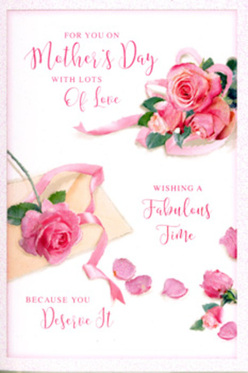 This image presents a Mother's Day card composed like a romantic floral vignette, with elements that could have been styled on a bright windowsill overlooking the Thames in Nine Elms. The card's background is a soft, clean white, providing a serene canvas for the pink roses that drift across it in loose, graceful clusters. Each rose is rendered with fine detail: petals layered in gentle spirals, edges slightly ruffled, and shades of pink blending from delicate blush to richer, medium tones, evoking freshness and quiet sophistication. The blooms are not rigidly arranged; instead, they appear naturally placed, as if a bouquet has been gently taken apart and thoughtfully scattered. Around the central grouping, individual petals lie on the surface, some overlapping, others spaced apart, creating a light, airy confetti effect that hints at celebration and cherished memories. A slender pastel ribbon weaves through the main bouquet, looping around the largest rose and trailing off gracefully, reminiscent of the final ribbon flourish on a bouquet being prepared for delivery to a home near Battersea Power Station or one of the modern developments along Nine Elms Lane. The card's message is written in flowing, calligraphic script, its elegant curves and sweeping lines echoing the shapes of the petals and ribbon. The lettering feels warm and personal, as though hand-written with care rather than printed in bulk. Taken together-the roses, the softly scattered petals, the curling ribbon, and the graceful script-the card conveys a feeling of gentle appreciation, like a whispered thank you carried on soft spring light through a Nine Elms living room on Mother's Day morning.